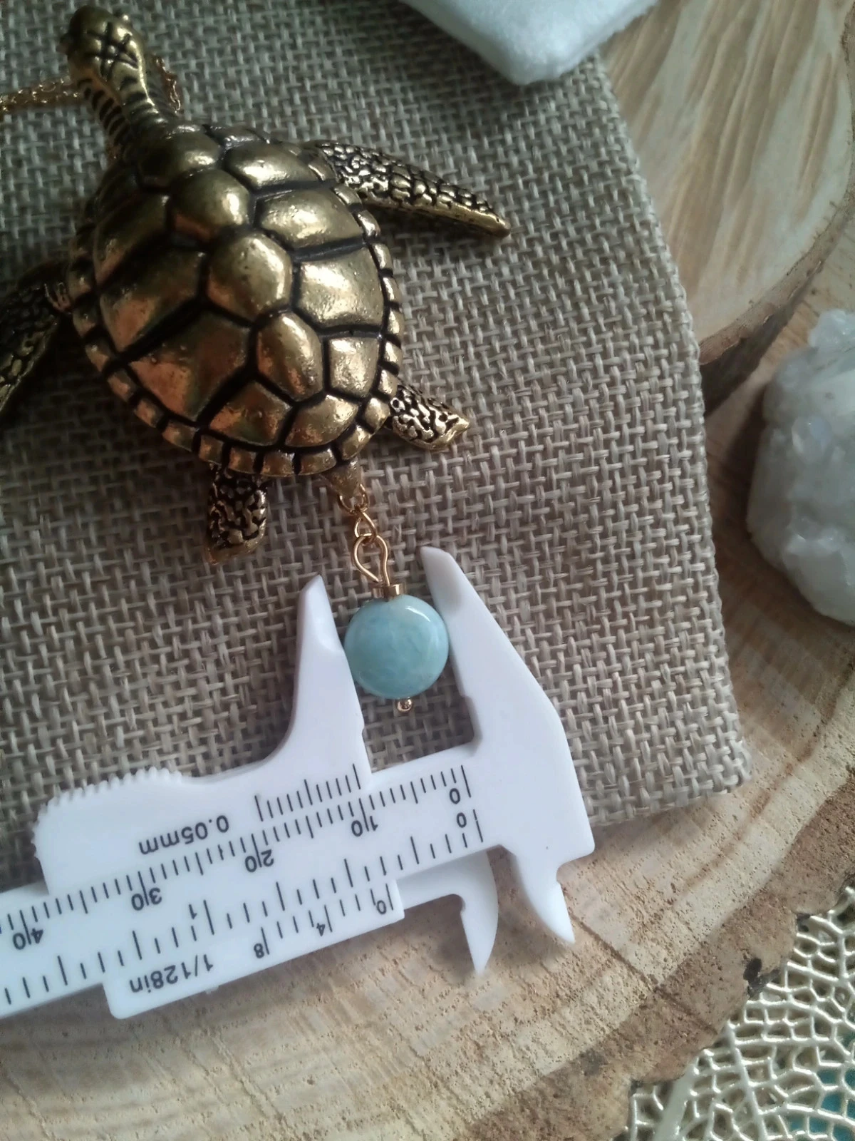 Collar tortuga y piedra de larimar natural – photo 4